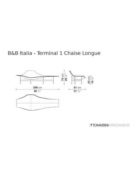 Chaise Longue Terminal 1 in pelle atracite (Offerta Expo) B&B Italia - 8