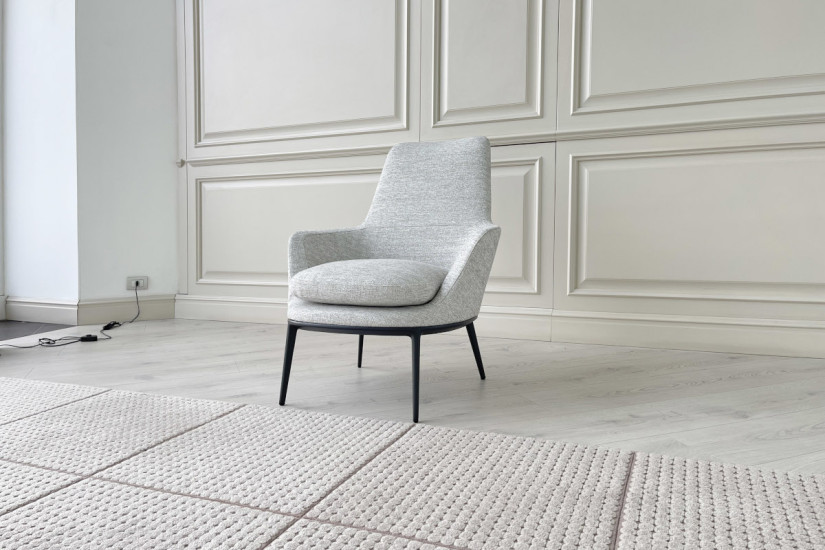 Fauteuil Caratos en tissu gris mélangé - 3