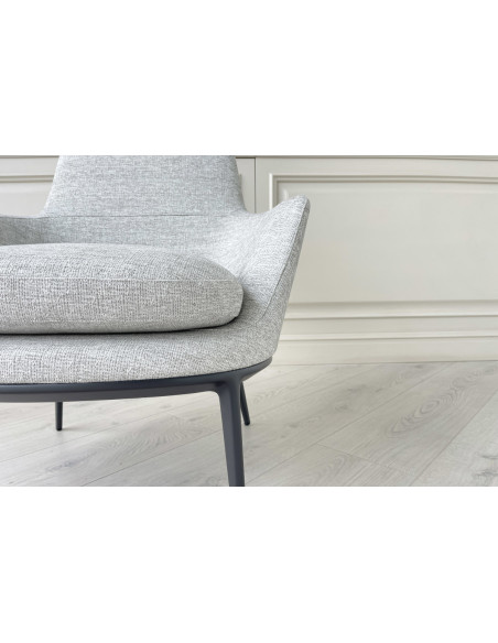 Fauteuil Caratos en tissu gris mélangé - 4