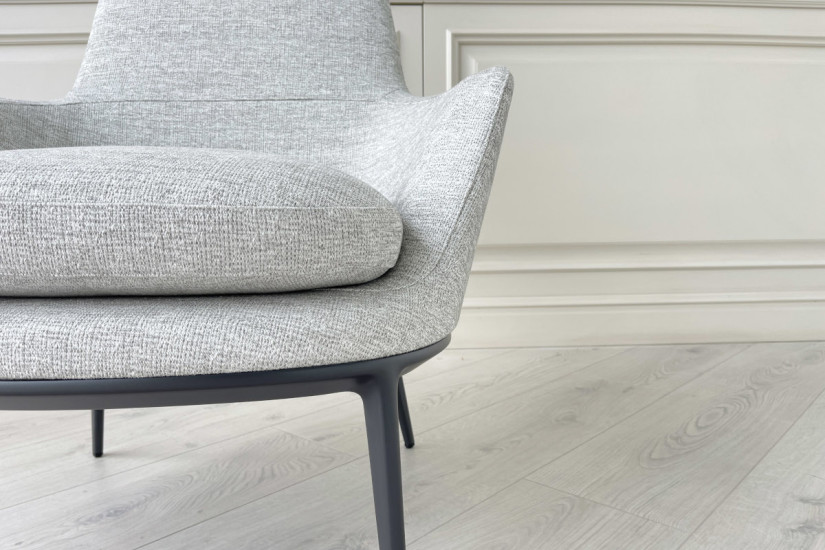 Fauteuil Caratos en tissu gris mélangé - 4