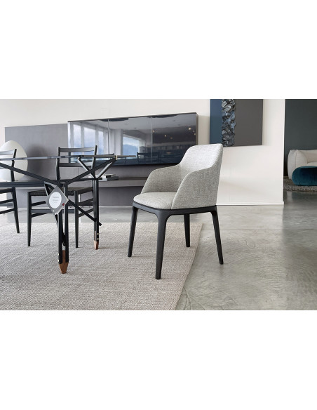 Chaise Grace en tissu taupe - 2