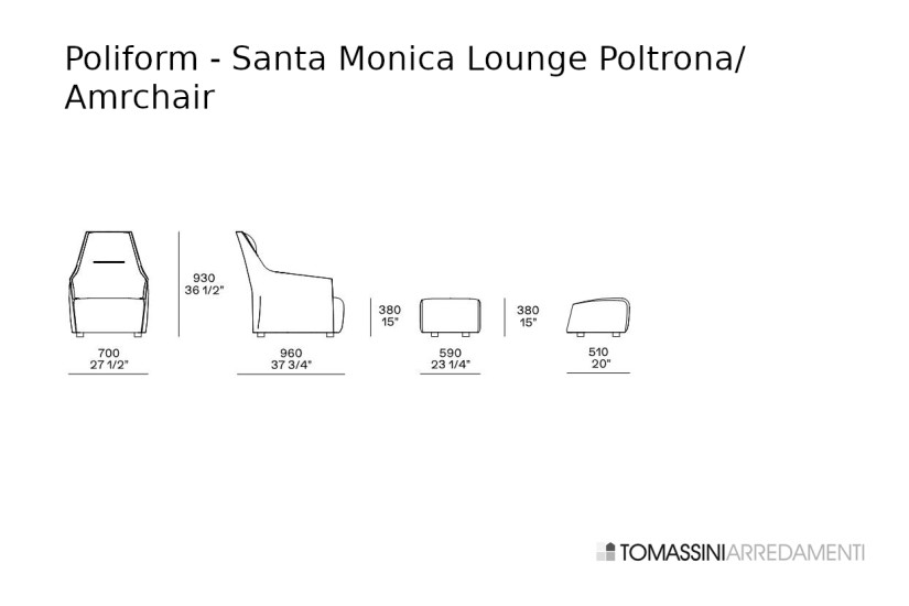 Fauteuil et Pouf Santa Monica en tissu jaune (Offre Expo) Poliform - 7