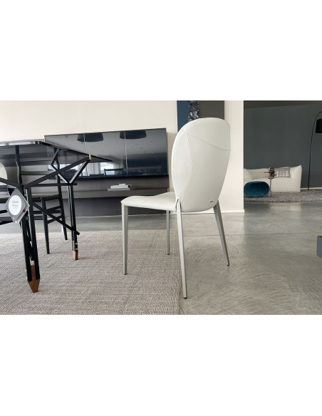 Chaise Nancy en cuir gris Cattelan Italia - 5