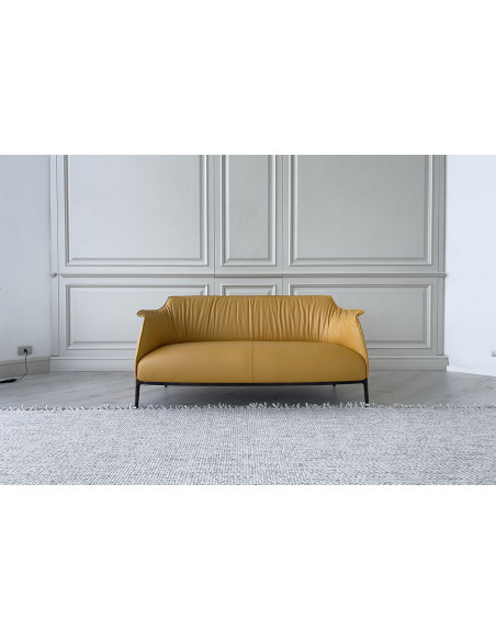 Archibald Yellow Leather Sofa  - 1