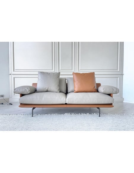 Get Back Brown and Grey Leather Sofa (Expo Offer) Poltrona Frau - 1