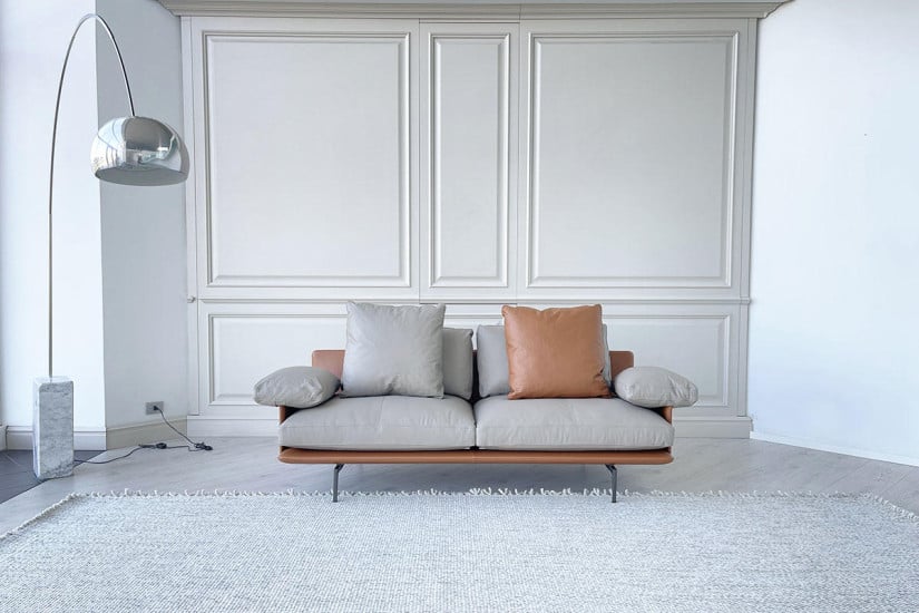 Get Back Brown and Grey Leather Sofa (Expo Offer) Poltrona Frau - 5