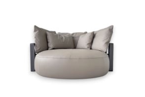 Canapé circulaire Scarlett en cuir gris (Offre Expo) Poliform - 1