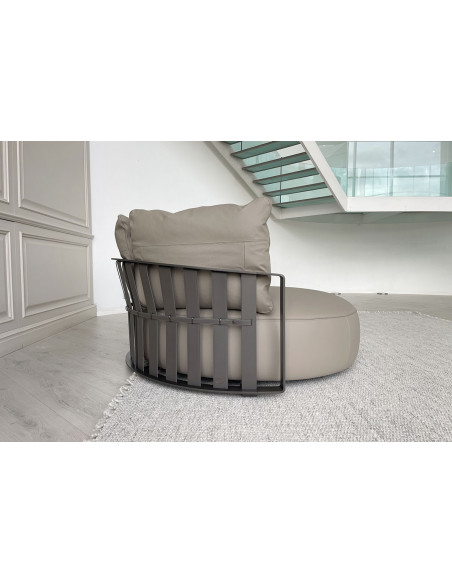 Canapé circulaire Scarlett en cuir gris (Offre Expo) Poliform - 4