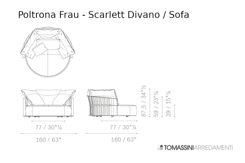 Divano circolare Scarlett in pelle grigia (Offerta Expo) Poltrona Frau - 9