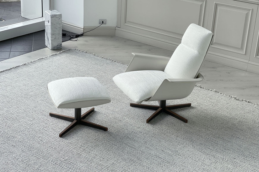 Fauteuil et Pouf Clori en tissu blanc (Offre Expo) Giorgetti - 5