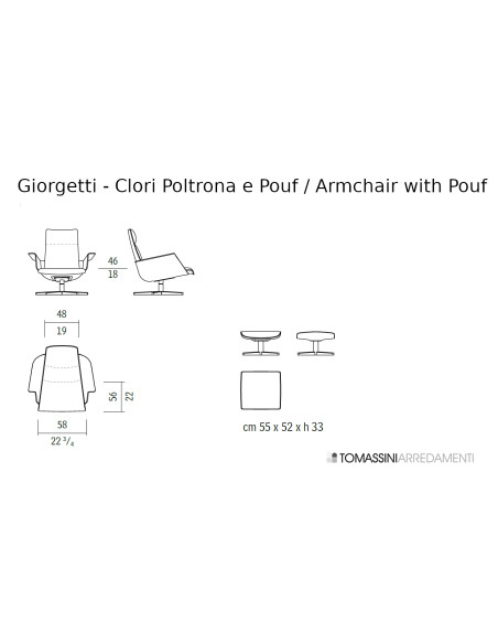 Clori White Fabric Armchair with Pouf (Expo Offer) Giorgetti - 9