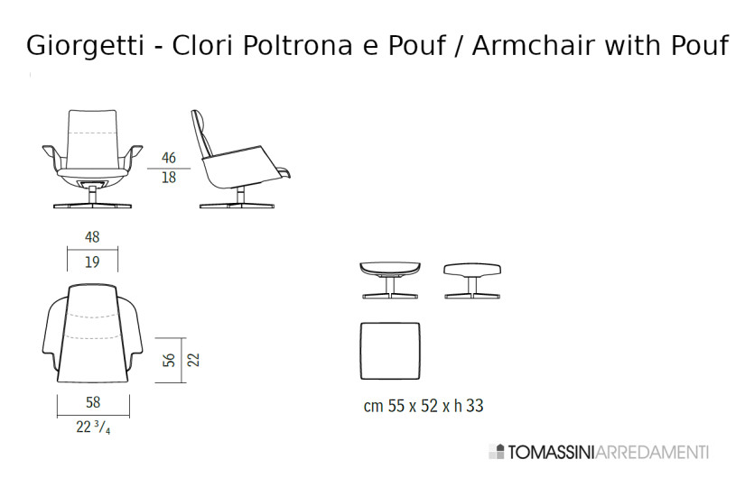 Poltrona e Pouf Clori in tessuto bianco (Offerta Expo) Giorgetti - 9