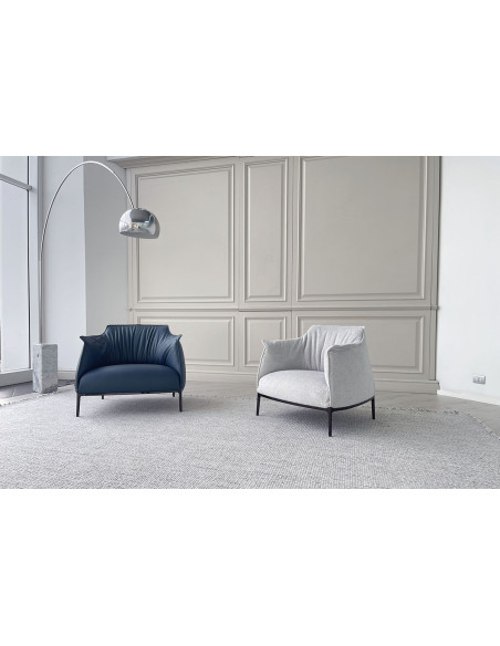 Fauteuil Archibald Large en cuir bleu (Offre Expo) Poltrona Frau - 4
