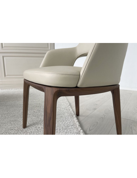Chaise Sophie Lite en cuir beige (Offre Expo) - 4