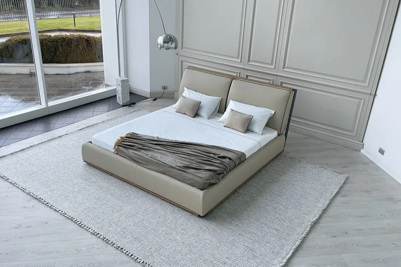 Lit Adam en cuir beige (Offre Expo) Giorgetti - 4