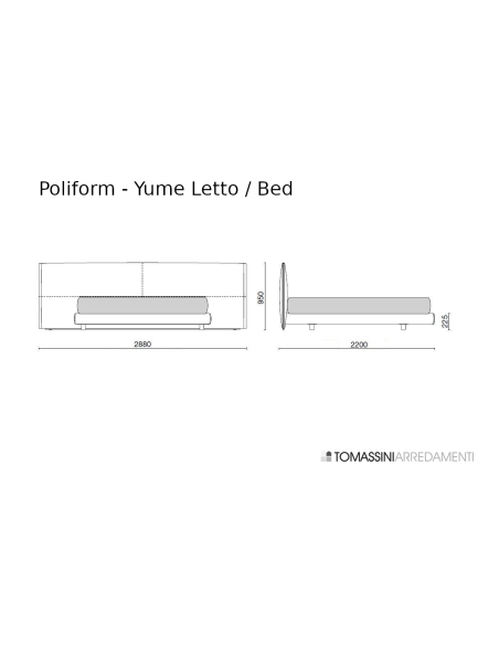 Yume Bed in Sand Fabric (Expo Offer) Poliform - 9