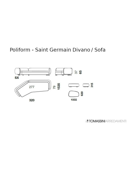 Canapé Saint-Germain Boomerang en tissu (Offre Expo) Poliform - 7