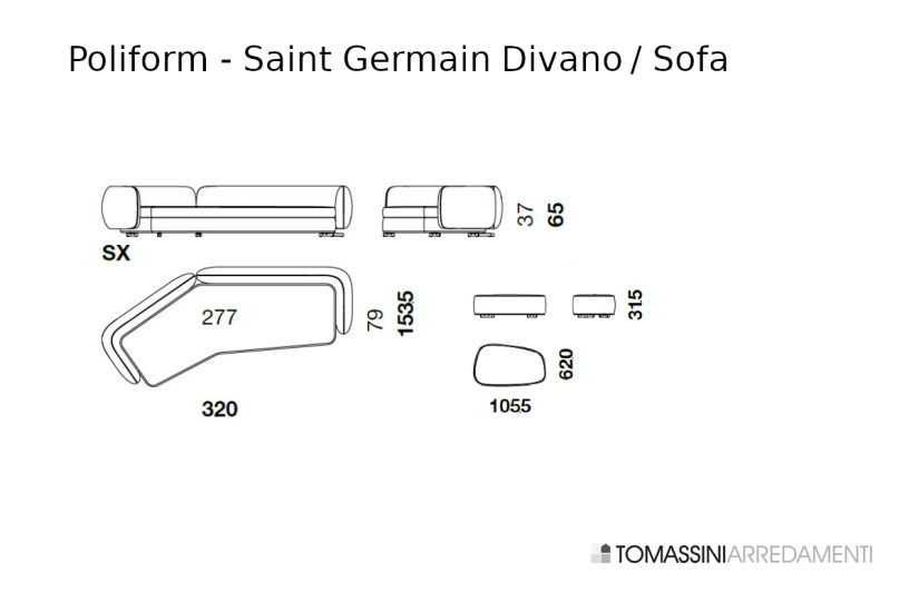 Canapé Saint-Germain Boomerang en tissu (Offre Expo) Poliform - 7