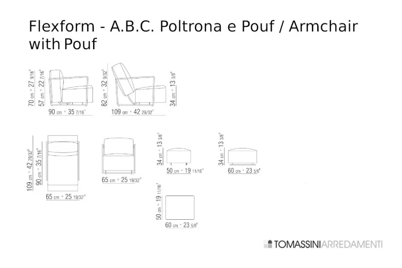 A.B.C. Black Armchair with Pouf (Expo Offer) Flexform - 8
