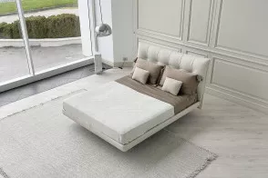 Aurora Tre Off-White Leather Bed (Expo Offer) Poltrona Frau - 9 2