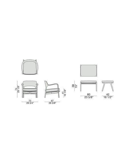 Fauteuil Louis et Pouf Loretta (Offre Expo) Porada - 6