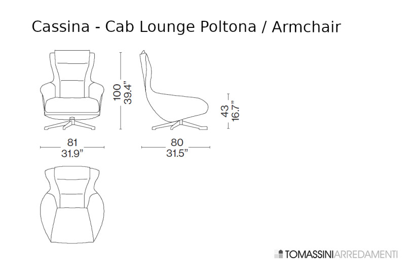 Cab Lounge Black Leather Armchair  (Expo Offer) Cassina - 8